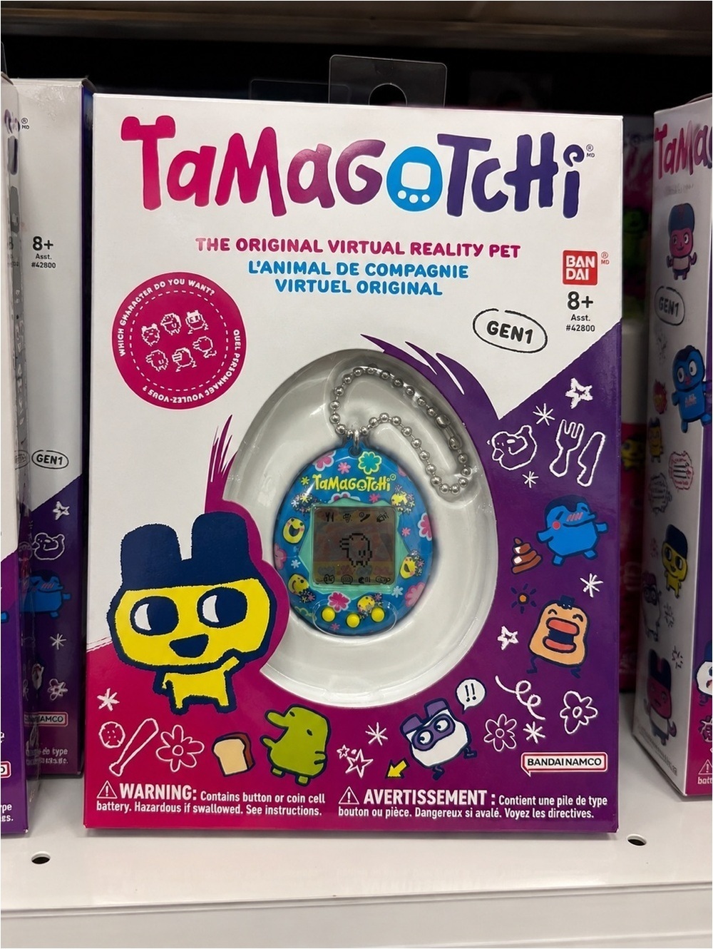 Tamagotchi Gen 1 Original Virtual Reality Pet Blue Floral NIB